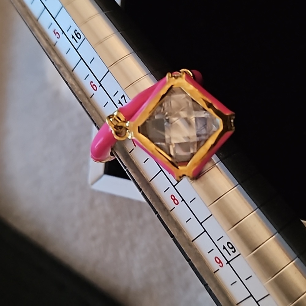 Lauren G Adams Pink Enamel Charm Ring